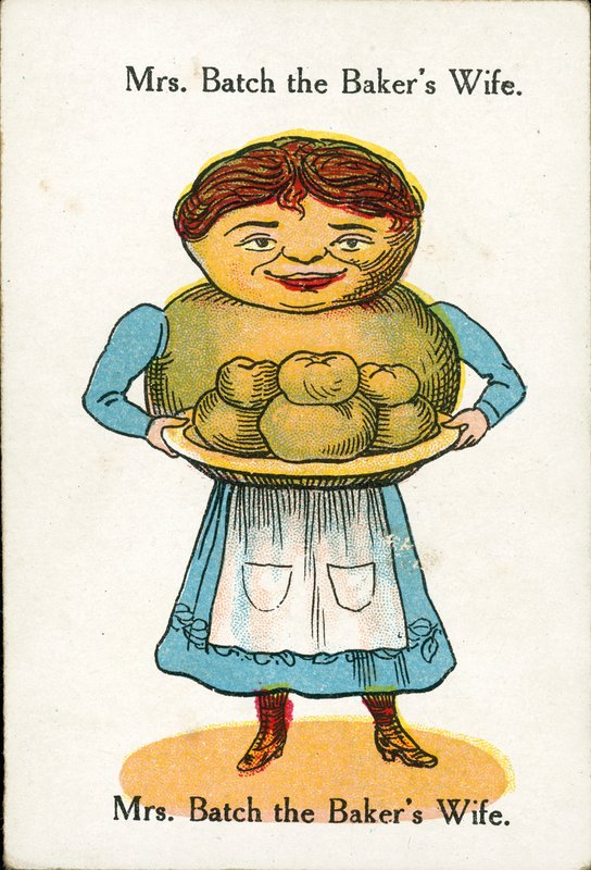 Glade familier, ca. 1920: Fru Batch, bagerens kone (farvelitografi) af English School