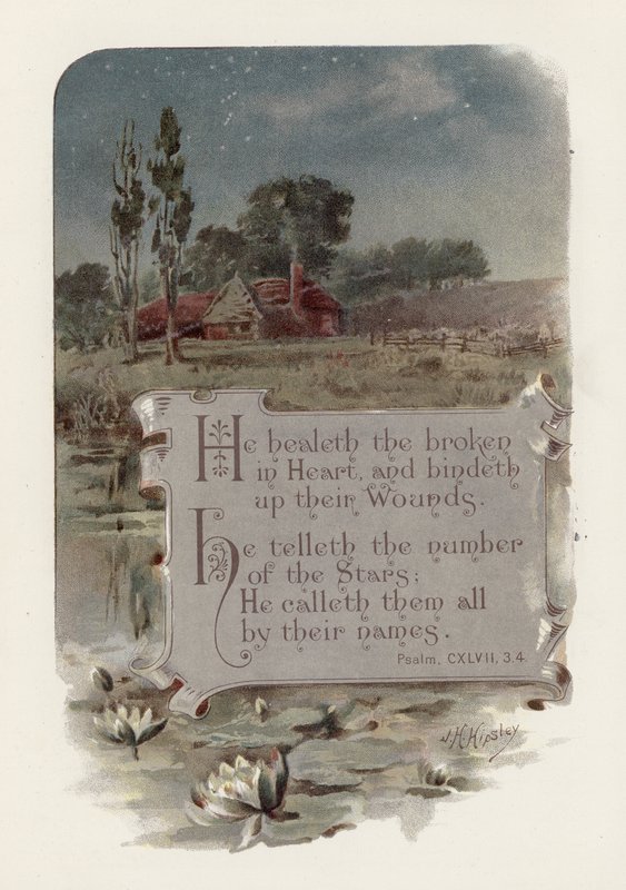 Han helbreder de knuste hjerter (chromolitho) af English School
