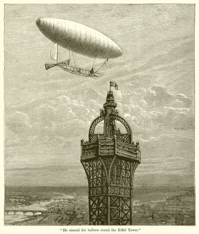 Han styrede sin ballon rundt om Eiffeltårnet af English School