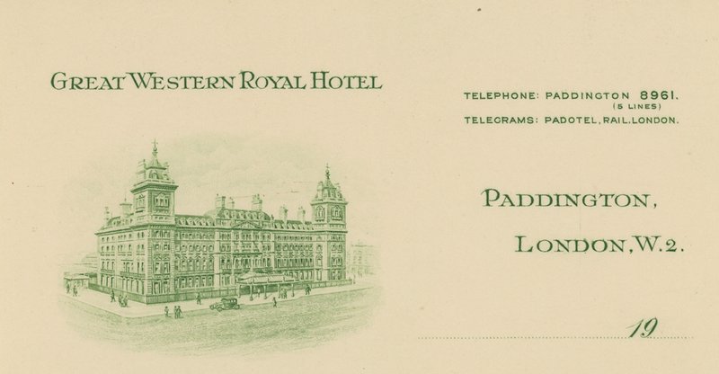 Hovednotepapir fra Great Western Royal Hotel af English School