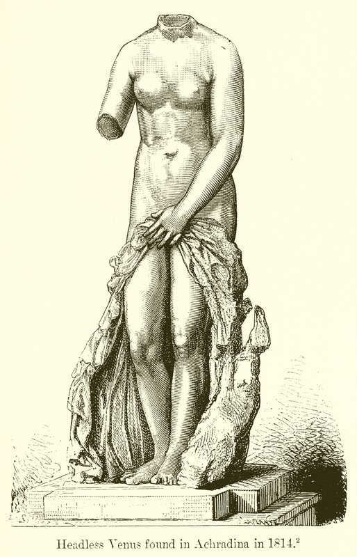 Hovedløs Venus fundet i Achradina i 1814 af English School
