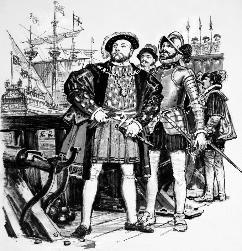 Henrik VIII, der opbyggede Englands flåde fra blot syv til femogfirs skibe af English School