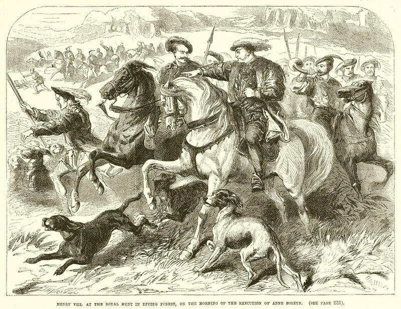 Henrik VII. ved Royal Hunt i Epping Forest, om morgenen henrettelsen af Anne Boleyn af English School