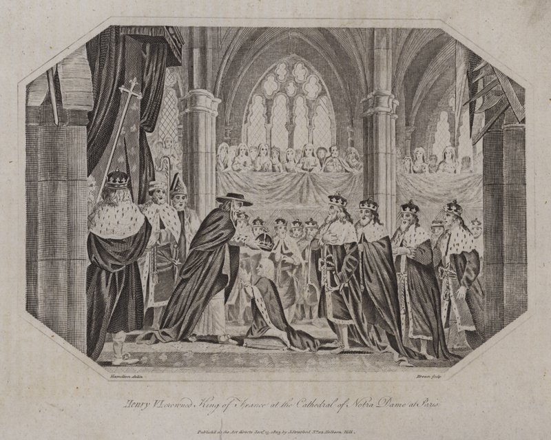 Henrik VI kronede til konge af Frankrig i katedralen Notre Dame i Paris, 1431 af English School