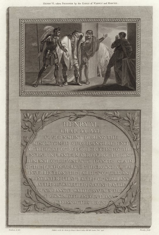 Henry VI taget til fange af jarlerne af Warwick og Marche af English School