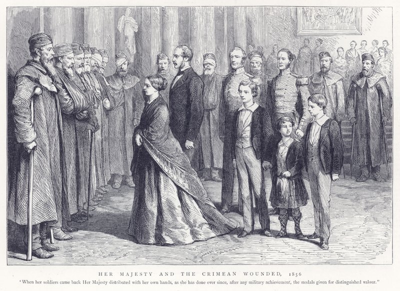 Hendes Majestæt og Krim-sårede, 1856 af English School
