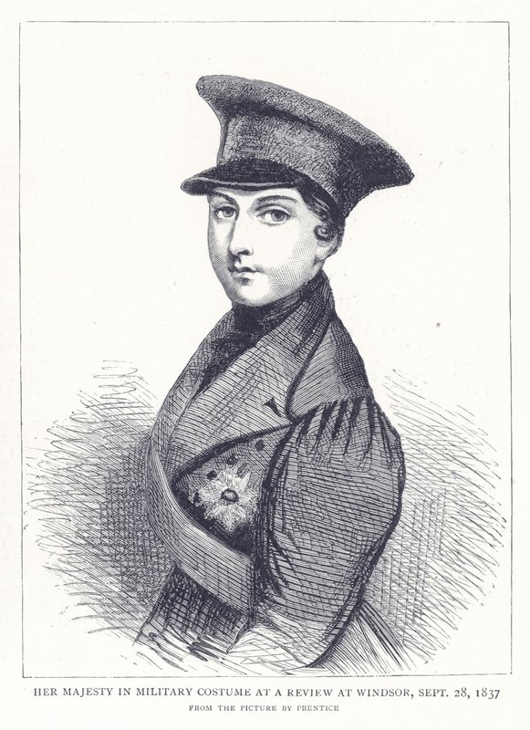 Hendes Majestæt i militærdragt ved en anmeldelse i Windsor den 28. september 1837 af English School