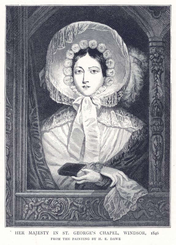 Hendes Majestæt i St. Georges Chapel, Windsor, 1846 af English School