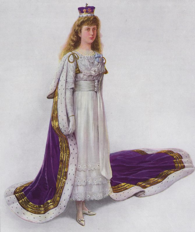 Hendes Kongelige Højhed Prinsesse Mary i kroningsdragt af English School