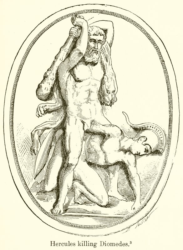 Hercules dræber Diomedes af English School