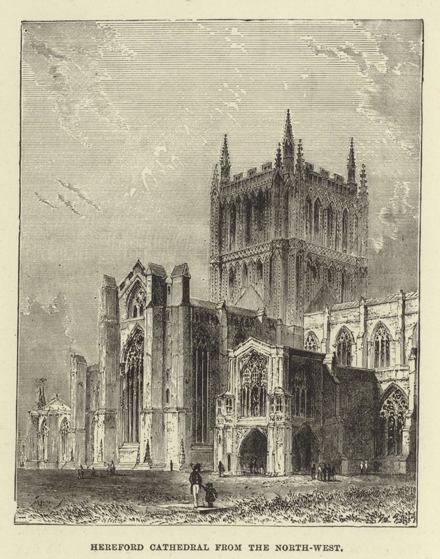 Hereford Cathedral fra nordvest af English School