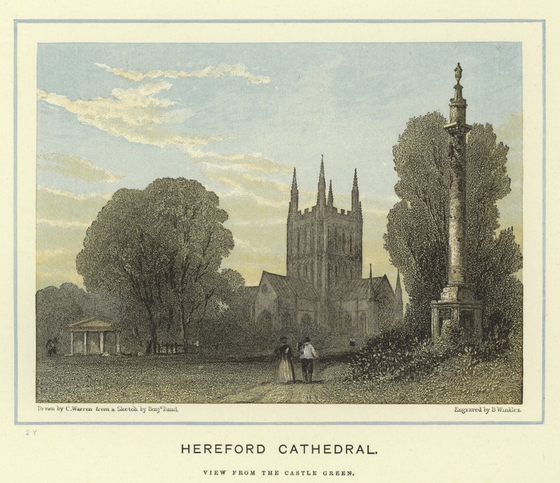Hereford Cathedral, udsigt fra Castle Green af English School