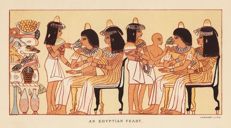 Herodot: En egyptisk fest (farvelitografi) af English School