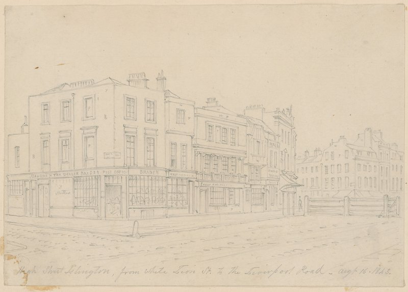 High Street Islington, fra White Lion Street, til Liverpool Road, 16. august 1843 af English School