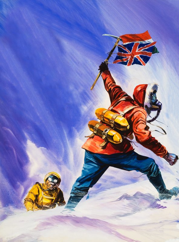 Hillard og Tensing på toppen af Mount Everest af English School