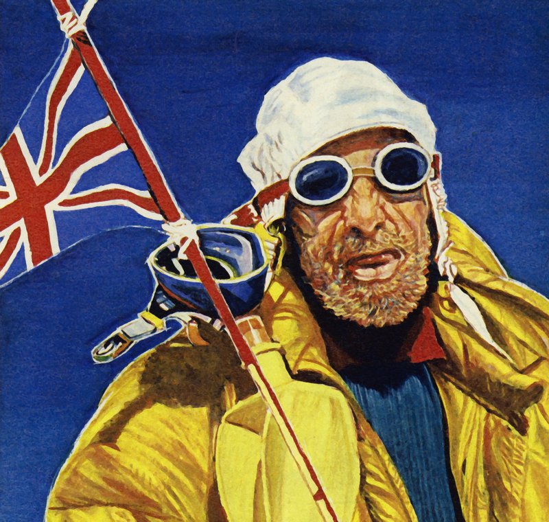 Hillary og Tenzing nåede toppen af Everest og planeten Union Jack af English School