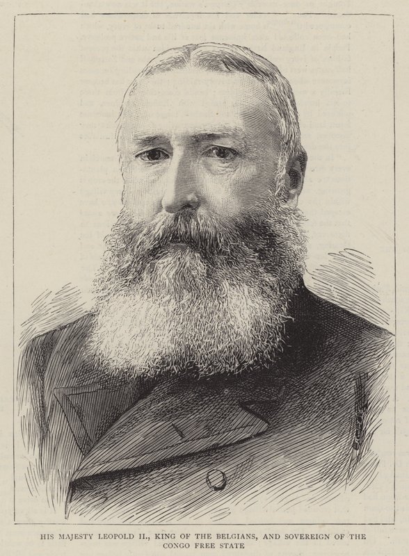 Hans Majestæt Leopold II, konge af belgierne og suveræn af Congo Free State (gravering) af English School
