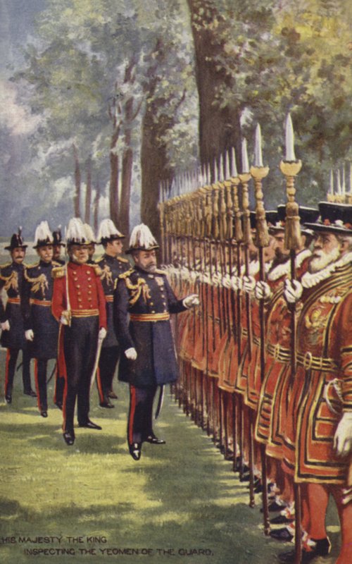 Hans Majestæt Kongen inspicerer Vagtens Yeomen af English School