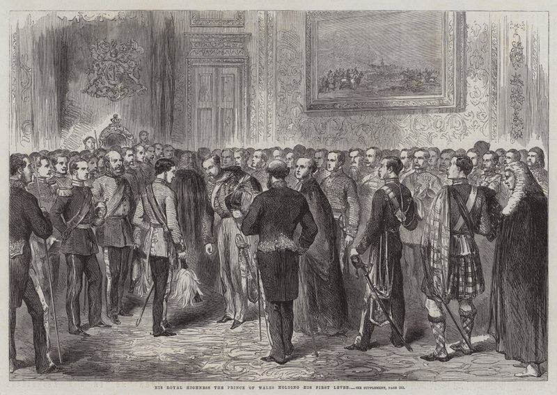 Hans Kongelige Højhed Prinsen af Wales holder sin første Levee (gravering) af English School