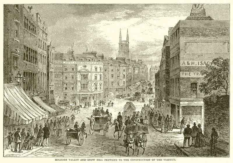 Holborn Valley og Snow Hill før opførelsen af viadukten af English School