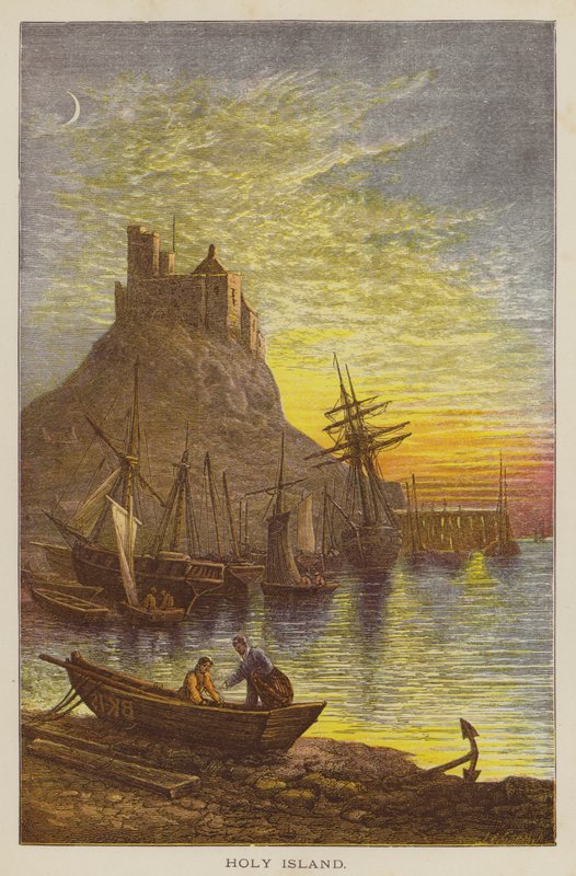 Holy Island (farvet gravering) af English School