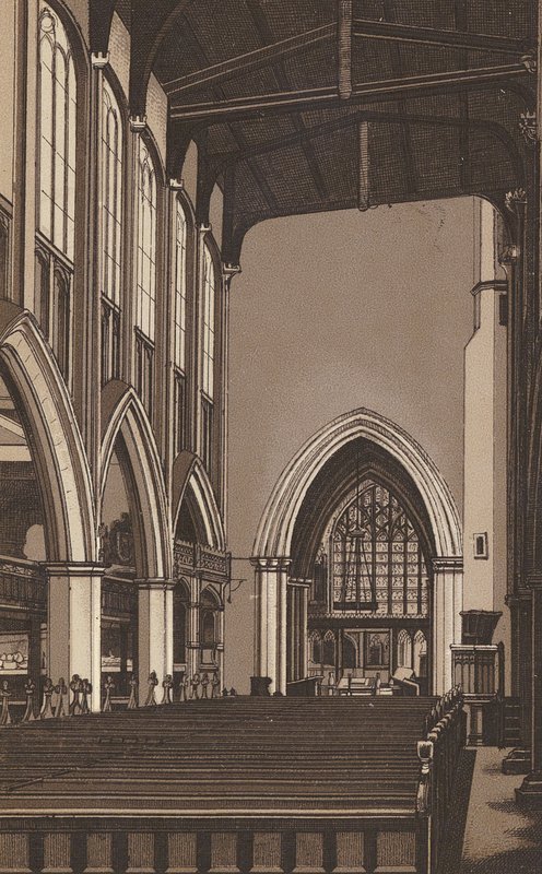 Holy Trinity Church, Stratford on Avon (litografi) af English School