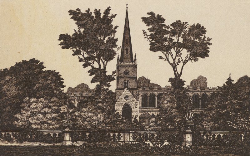 Holy Trinity Church, Stratford on Avon (litografi) af English School