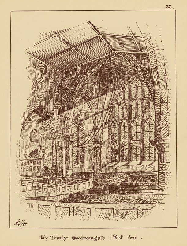 Holy Trinity Goodramgate, West End (litografi) af English School