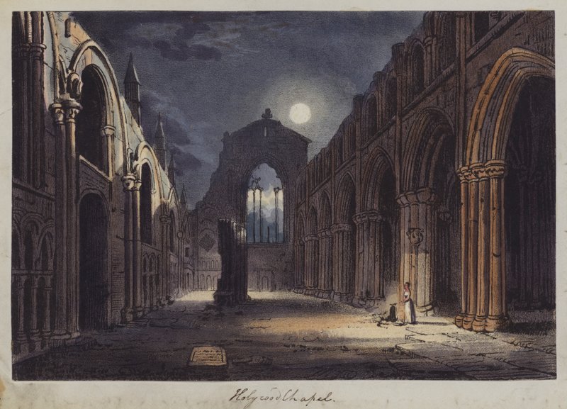 Holyrood Chapel, Edinburgh (farvet gravering) af English School