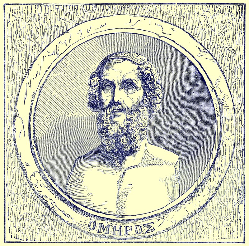 Homer, illustration fra The Illustrated History of the World, udgivet ca. 1880 (digitalt forbedret billede) af English School