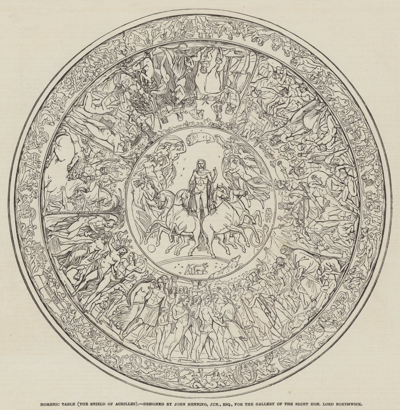 Homeric Table, the Shield of Achilles, designet af John Henning, Junior, Esquire (gravering) af English School