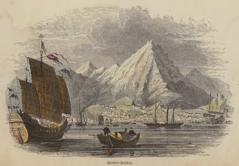 Hong-Kong (farvet gravering) af English School