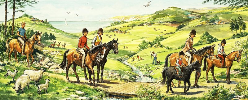 Ridning på landet ved havet af English School