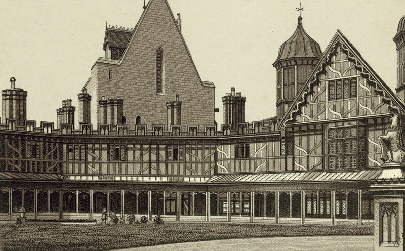 Horseshoe Cloisters, Windsor Castle (litografi) af English School