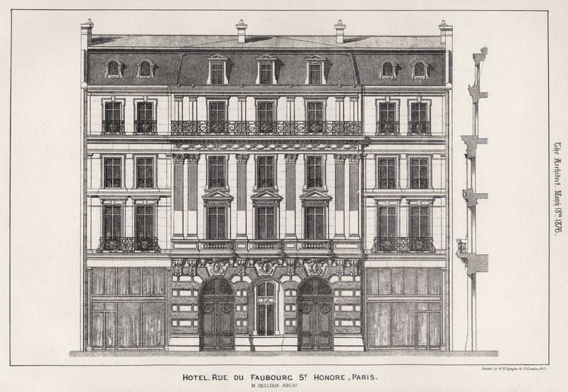 Hotel, Rue Du Faubourg St Honore, Paris (gravering) af English School