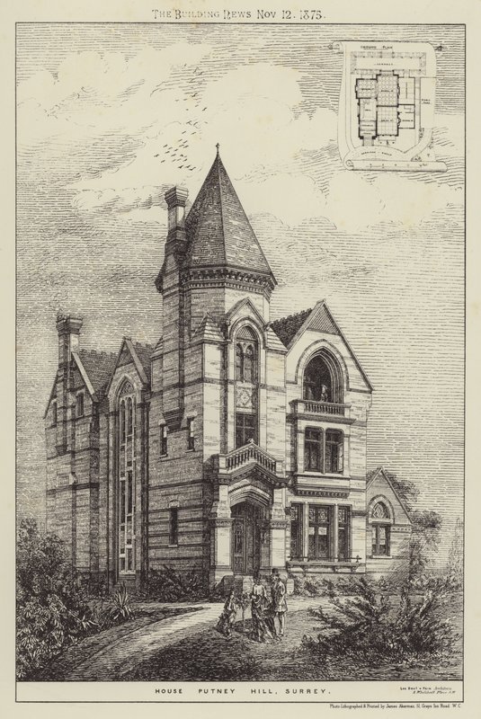 Hus Putney Hill, Surrey (gravering) af English School
