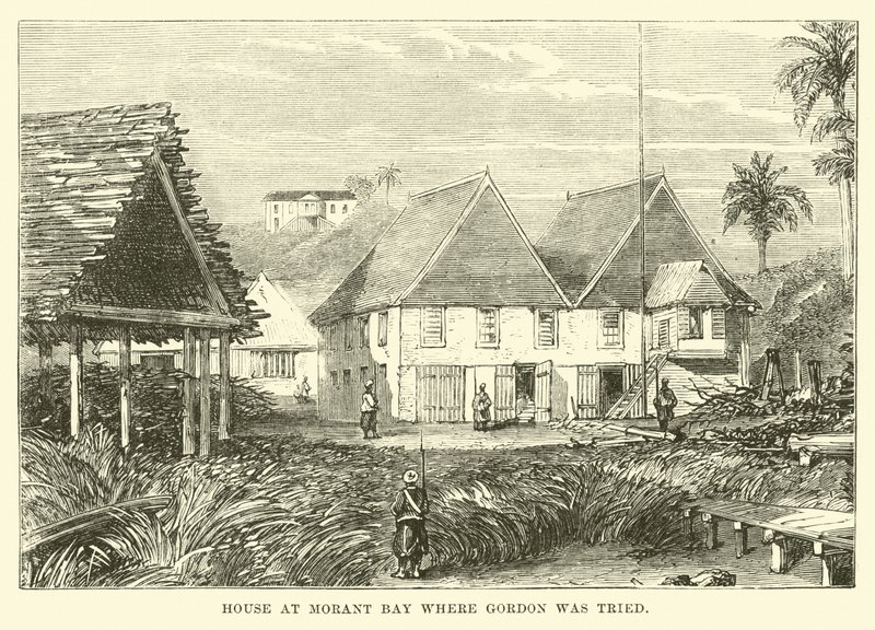 Hus ved Morant Bay, hvor Gordon blev dømt af English School