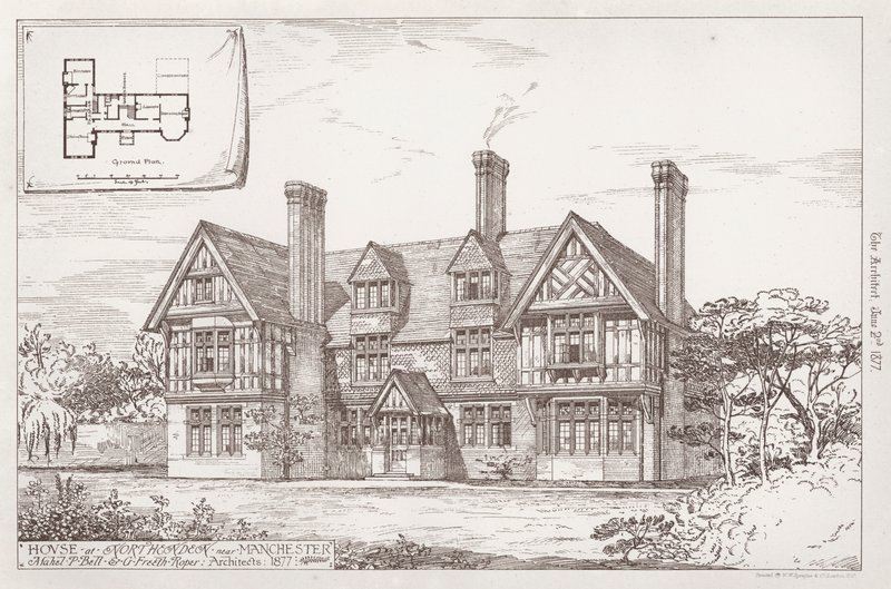 Hus ved Northenden nær Manchester (gravering) af English School