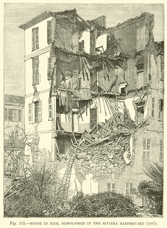 House in Nice, demolished in the Riviera Earthquake, 1887  af English School
