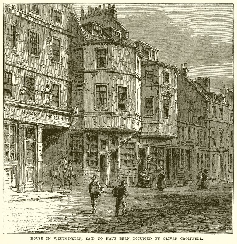 Hus i Westminster, der siges at være blevet besat af Oliver Cromwell af English School