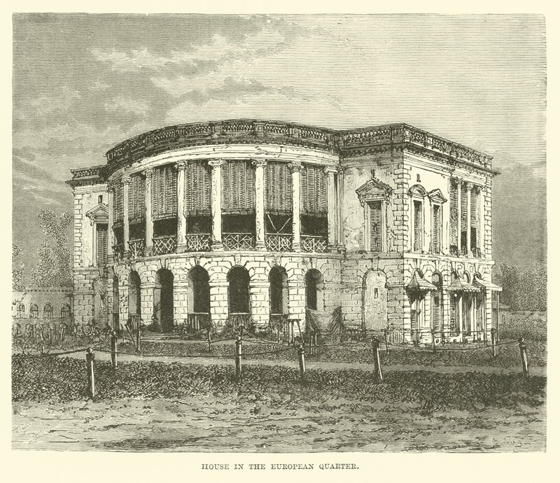 Hus i det europæiske kvarter, Calcutta, Indien af English School