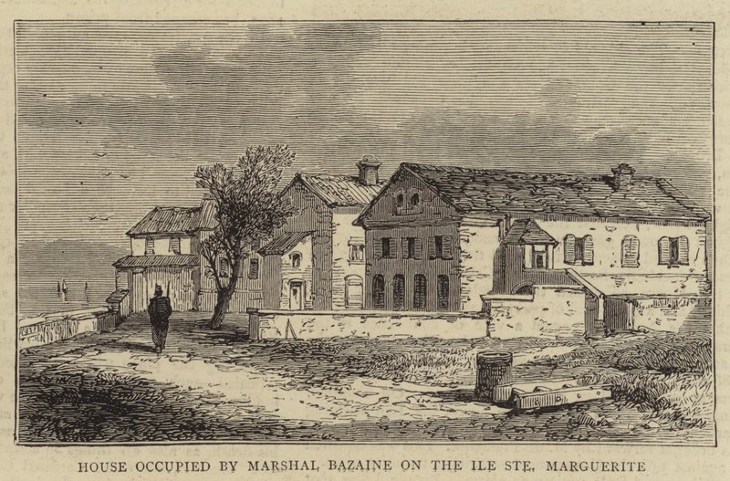 Hus besat af marskal Bazaine på Ile Sainte Marguerite (gravering) af English School