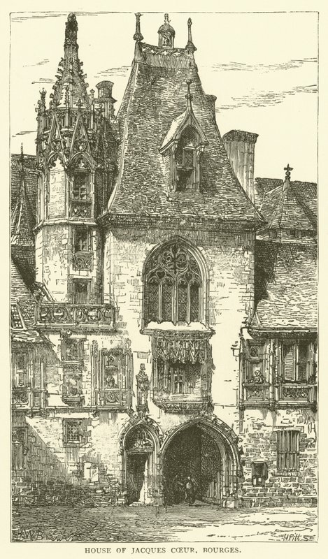 Jacques Coeurs hus, Bourges (kobberstik) af English School