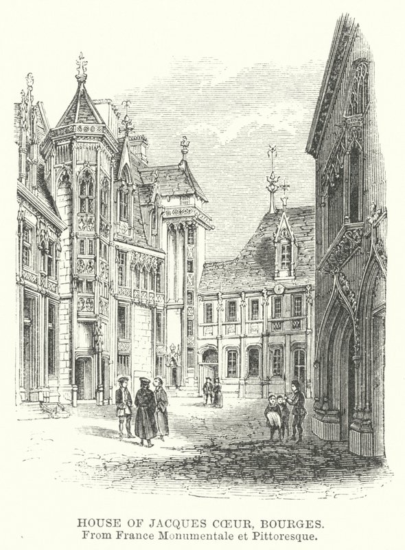 Jacques Coeurs hus, Bourges (kobberstik) af English School