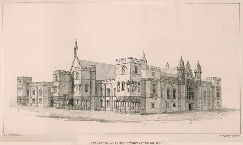 Houses of Parliament: Bygninger, der støder op til Westminster Hall af English School