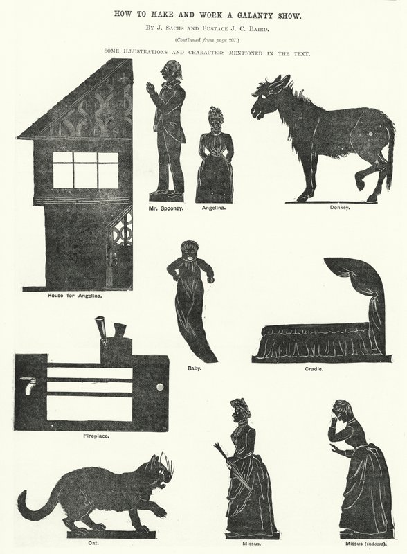 Sådan laver og arbejder du et Galanty Show, af J Sachs og Eustace J C Baird (gravering) af English School