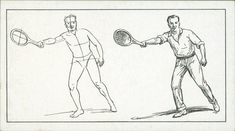Hvordan man tegner: Figur, der spiller tennis (litho) af English School