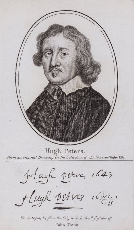 Hugh Peter, engelsk puritansk præst, politiker og parlamentarisk soldat i borgerkrigen (gravering) af English School