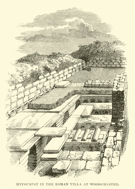 Hypocaust in the Roman Villa at Woodchester  af English School