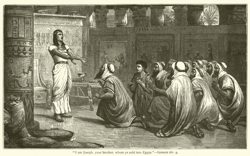 "Jeg er Josef, din bror, som I solgte til Egypten", 1. Mosebog, xlv, 4 (stik) af English School